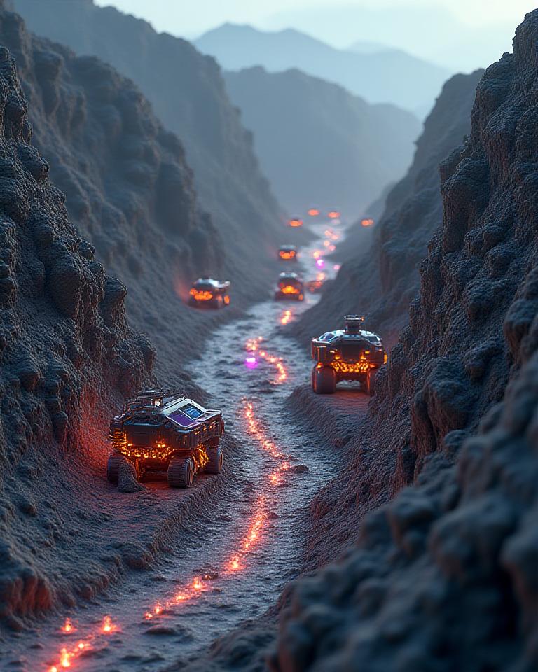 Exploración mineral impulsada por IA con mapas geológicos 3D y robots mineros